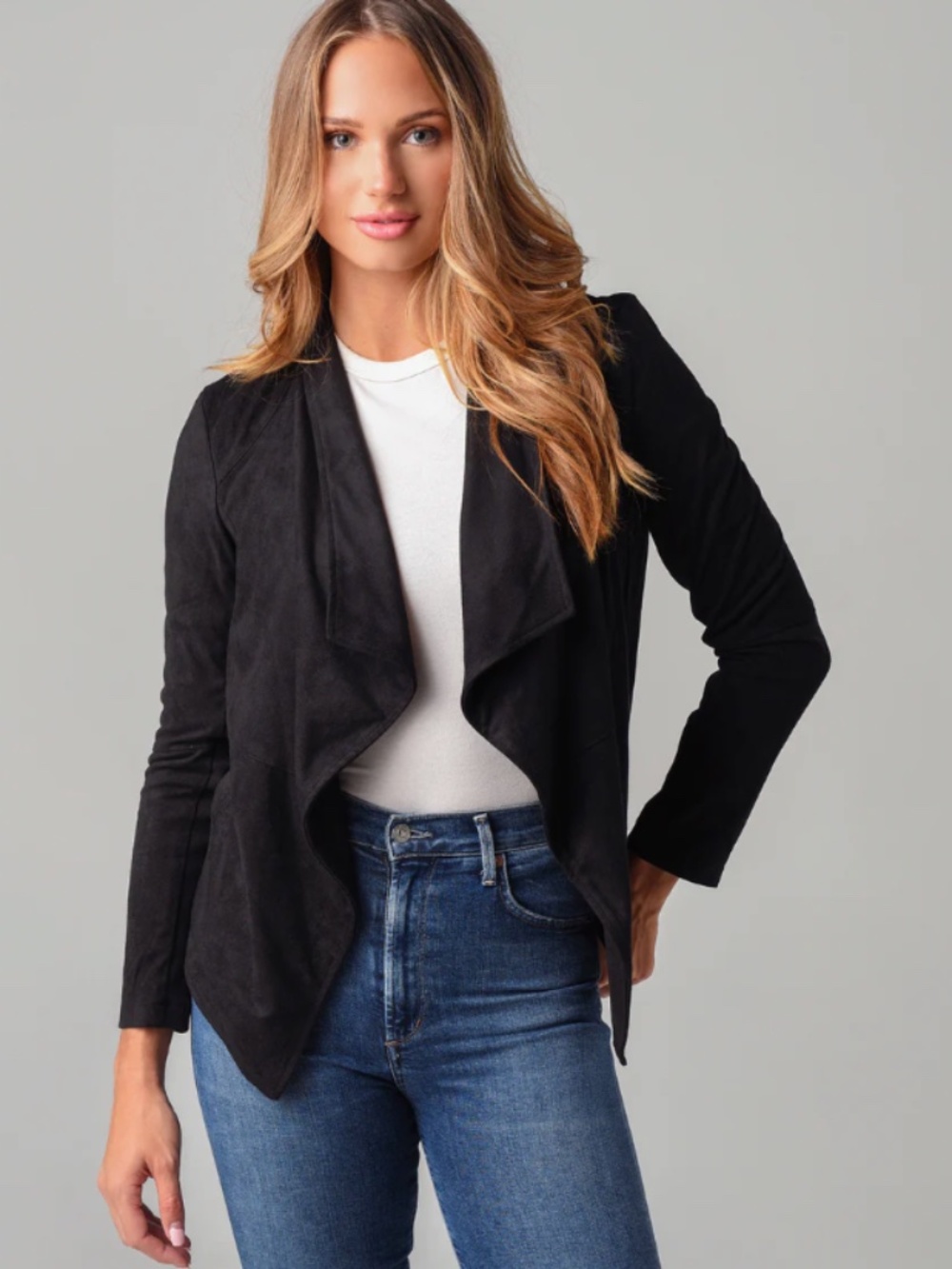 BB Dakota Black Waterfall Ruffle Collar Blazer Jacket Women's Size XS Excellent